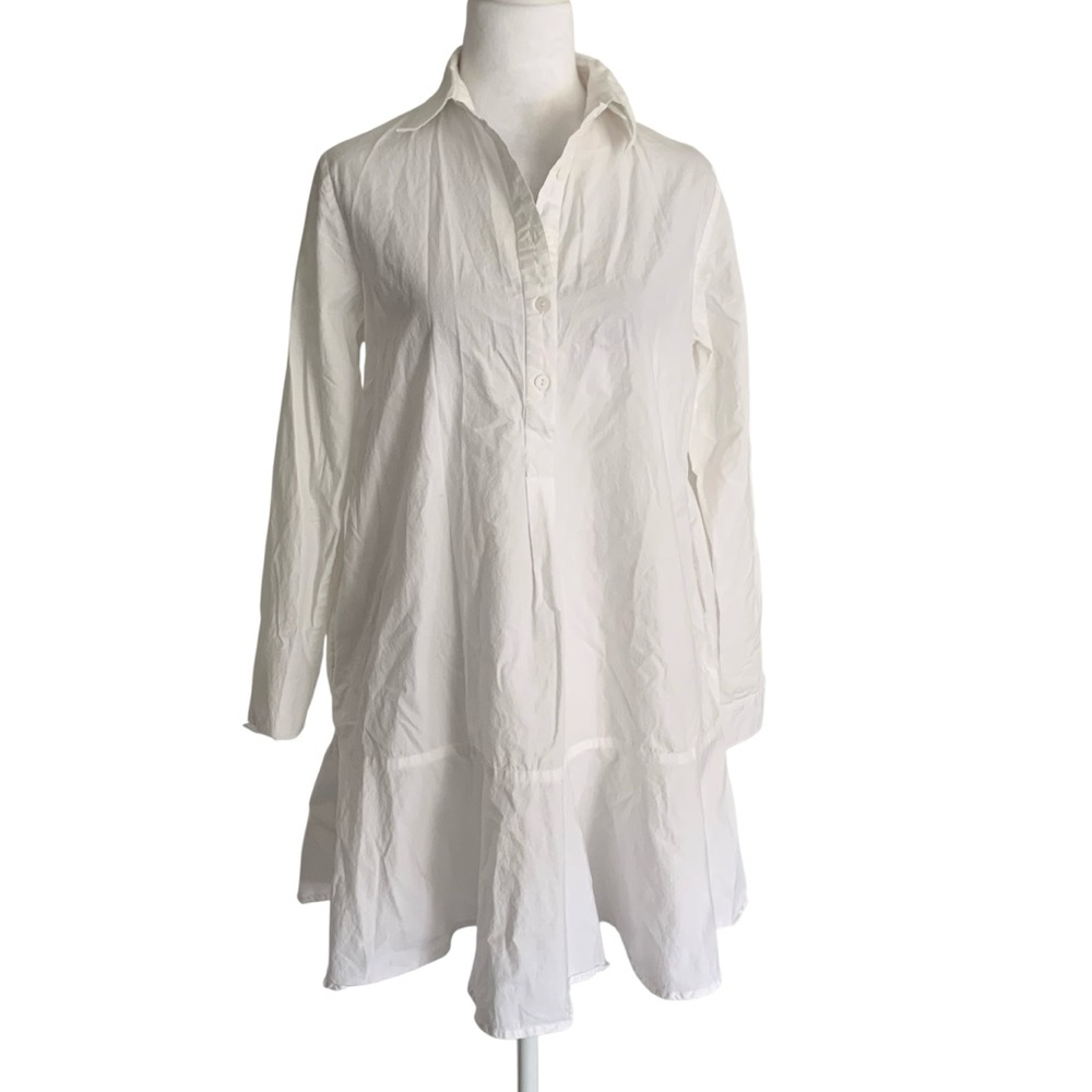 Livro Small White Crisp Mini Shirt Dress  Minimalist Classic Quiet Luxury